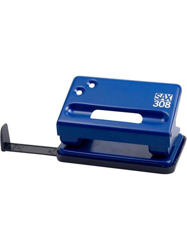 Дырокол SAX 308 с линейкой, 15 листов. метал. механизм, синий