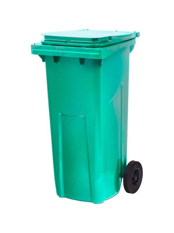 Контейнер-бак мусорный 120л на 2ух колесах с крышкой зеленый