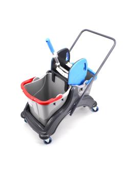 Тележка уборочная двухведерная CK750-Grey 2х25л каркас пластик серая