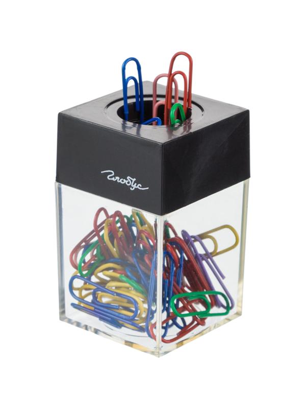 Скрепочница магнитная Глобус ДМ-28П-50,метал.цветн.скреп.28мм(50шт),пластик