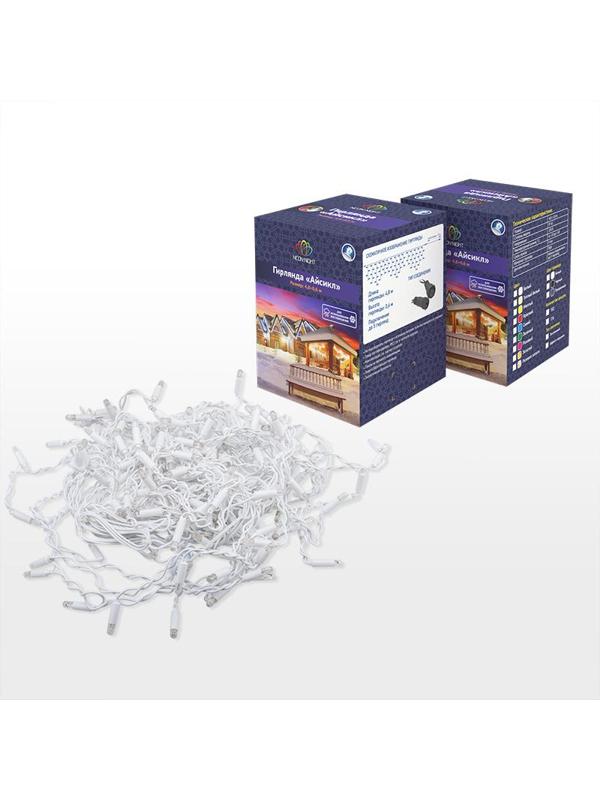 Гирлянда светодиодная Айсикл(бахрома)152, 4,8х0,6м,230В, ТЕПЛ БЕЛ 255-138-6