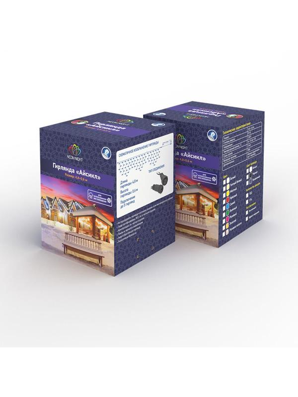 Гирлянда светодиодная Айсикл(бахрома)152, 4,8х0,6м,230В, ТЕПЛ БЕЛ 255-138-6