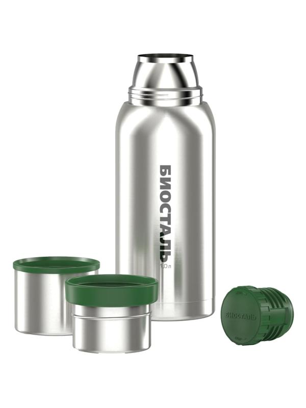 Термос БИОСТАЛЬ-ОХОТАс узкой горл., 2 ЧАШКИ, 1.0 л.,NBA-1000