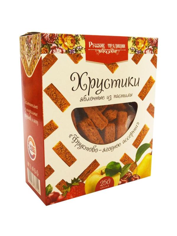 Пастила Хрустики яблочные Фруктово-ягодное ассорти (без сахара) 250г