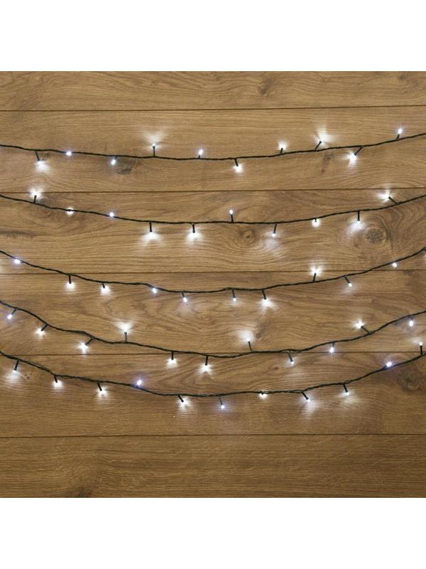 Электрогирлянда Твинкл Лайт 10 м, тем-зел ПВХ,80 LED,цвет белый 303-045