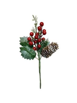 Украшение новогоднее ветка Дары леса, 30x14,5x6,5см арт.86966