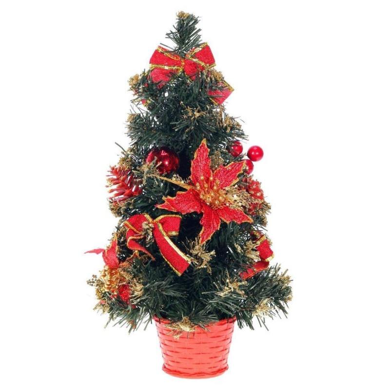 Елка настольная Елка, с декором, красный L23 W23 H41 см 237276