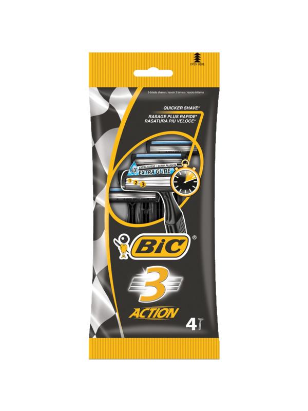 Бритва одноразовая  Муж Бик Экшен 3 лезв увл.полоска П4шт/уп 9194351 черн
