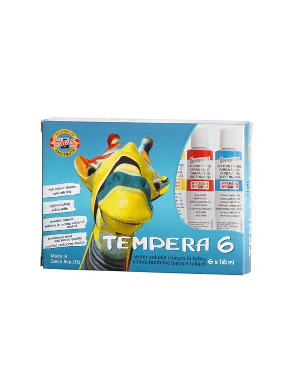 Краски темперные KOH-I-NOOR в тюб. 16мл 6цв/наб картон упак. 01625S0601KS