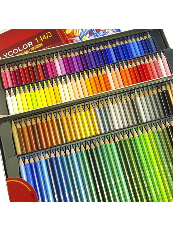 Карандаши цветные худож POLYCOLOR 3828 144цв/наб мет.кор. 3828144001PL