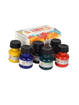 Тушь акриловая плакатная KOH-I-NOOR флакон 20г х 6цв/наб,карт. 01417S0601KK