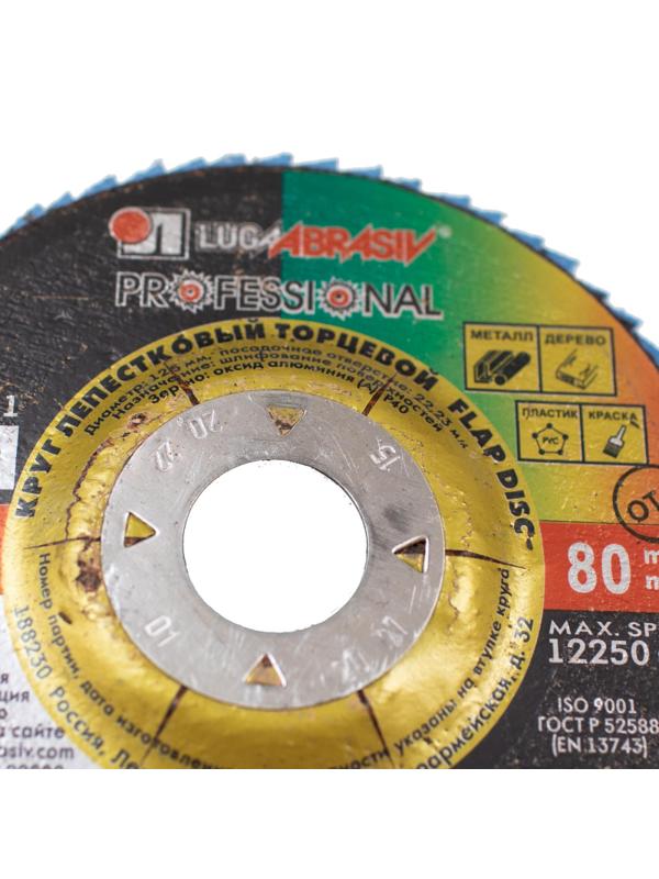 Круг лепестковый торцевой ЛУГА d125х22.2мм, Р40, КЛТ1,10шт/упак. (2187)