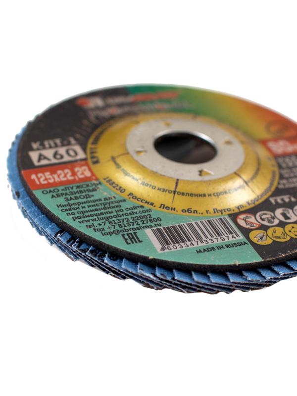 Круг лепестковый торцевой ЛУГА d125х22.2мм, Р60, КЛТ1, 10шт/упак. (2315)