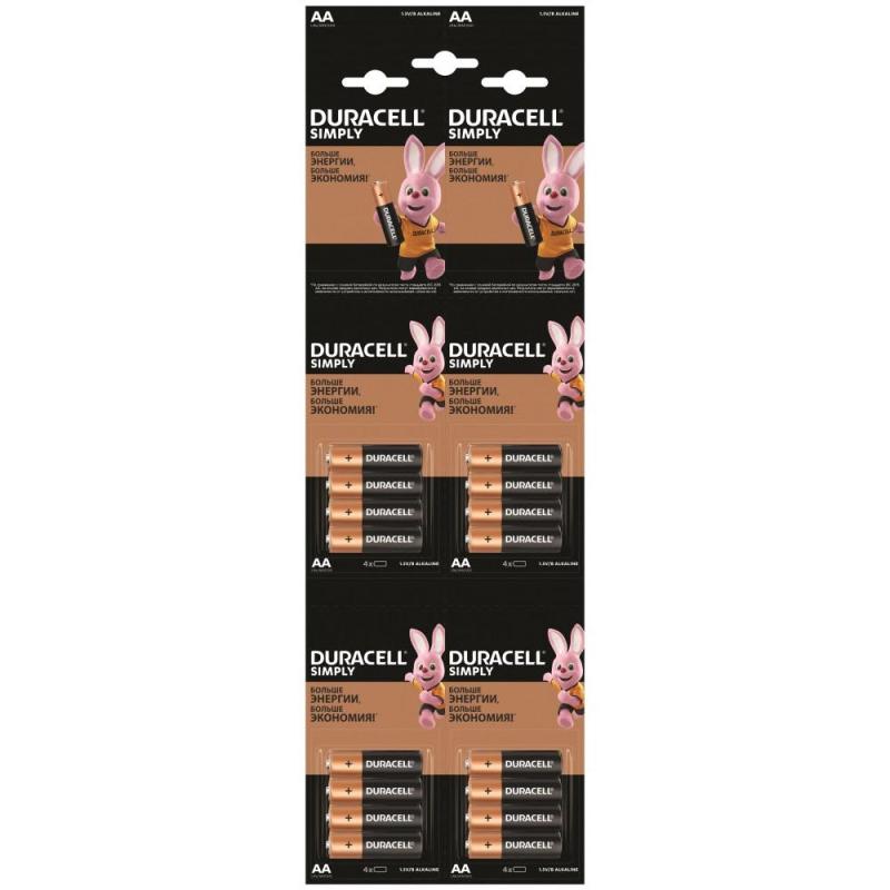 Батарейка Duracell LR6-4BL BASIC AA(16шт в упак)Б0046868