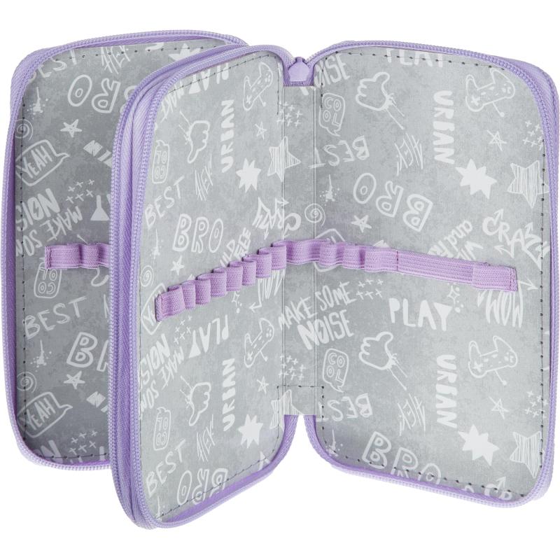 Пенал №1School Леопард 2 отд., ткань, 190х110 мм, ПКТ 11-20