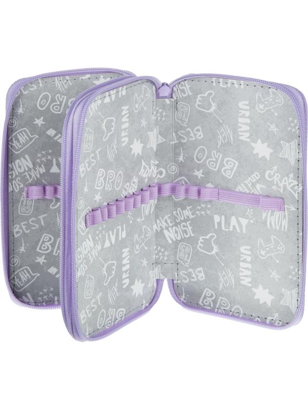 Пенал №1School Леопард 2 отд., ткань, 190х110 мм, ПКТ 11-20