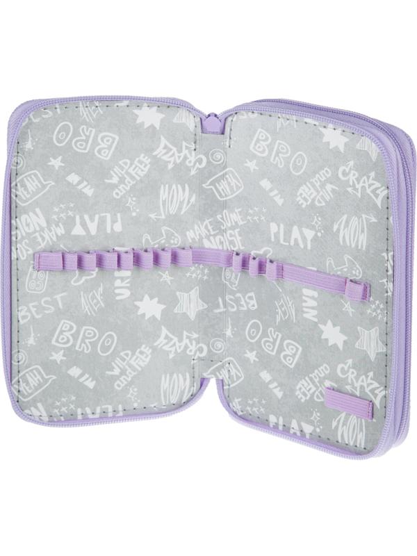 Пенал №1School Леопард 2 отд., ткань, 190х110 мм, ПКТ 11-20