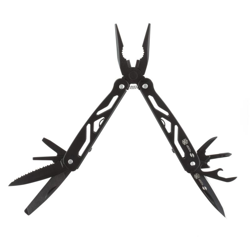 Мультитул Stinger,сталь/алюминий,черный,в комплекте нейлонов.чехол,MT-812-H