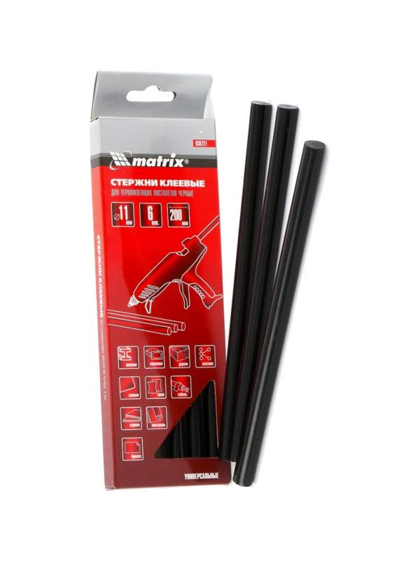 Стержень клеевой 11х200 мм черный 6 шт Matrix 930721