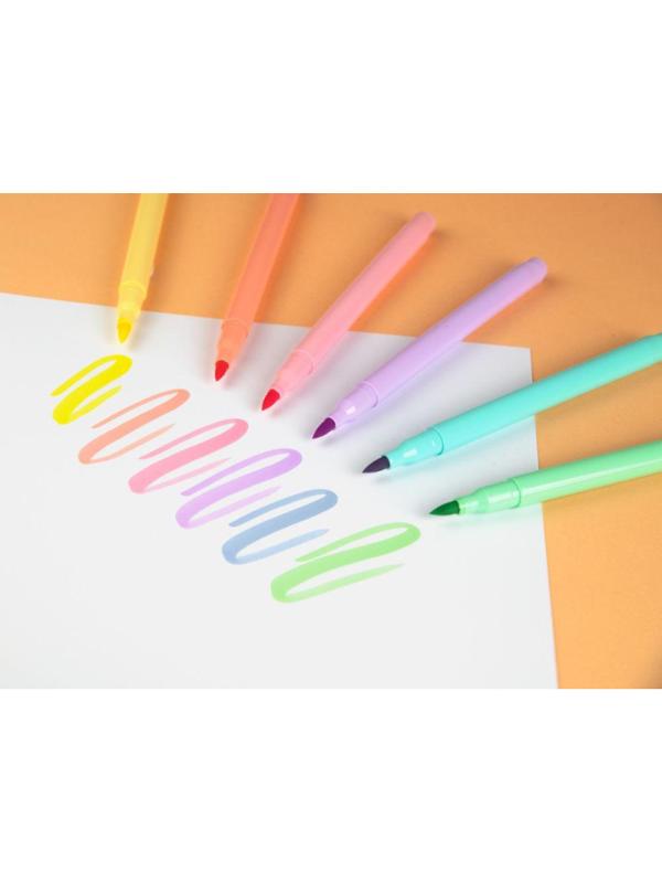 Маркер кисть Kores PastelStyle 6 пастельных цветов в прозр пласт кор 21462