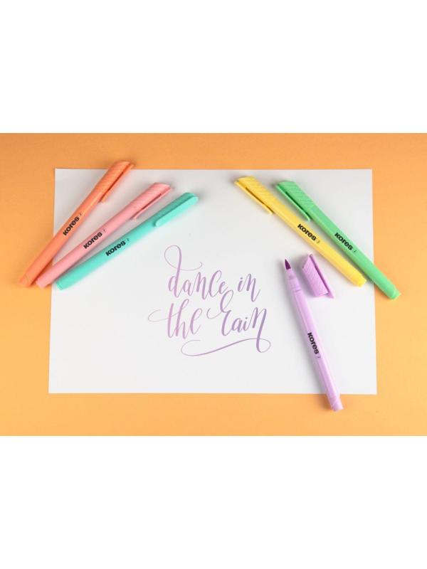 Маркер кисть Kores PastelStyle 6 пастельных цветов в прозр пласт кор 21462