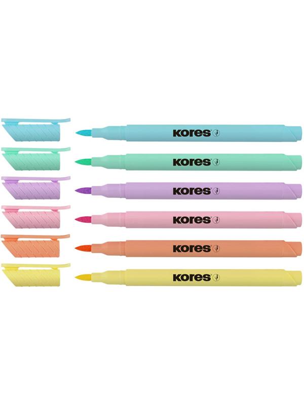 Маркер кисть Kores PastelStyle 6 пастельных цветов в прозр пласт кор 21462