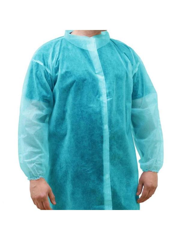 Халат н/с процед, рук.рез, на липуч, XL, дл.110см, пл 17, голуб, 10шт/уп