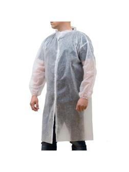 Халат н/с процед, рук.рез, на липуч, XXL, дл.110см, пл 17, белый, 10шт/уп