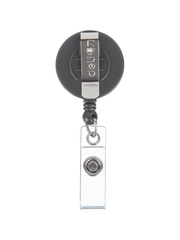 Держатель для бейджа Deli 8309 с рулеткой (без бейджа),80см, серый, 12шт/уп