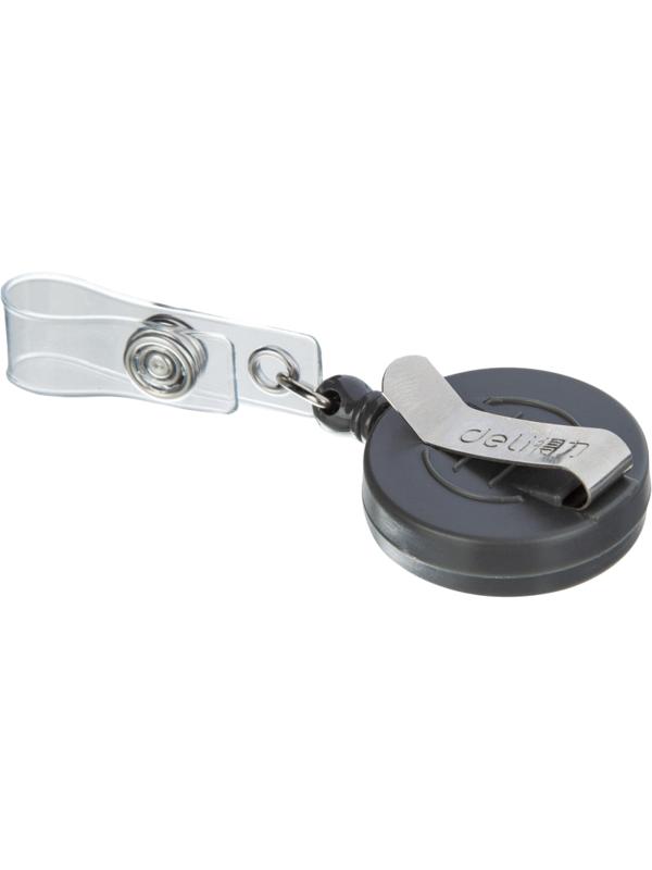 Держатель для бейджа Deli 8309 с рулеткой (без бейджа),80см, серый, 12шт/уп