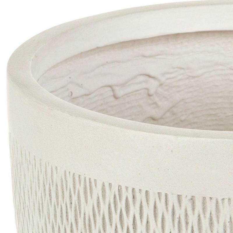 Кашпо Лотус Круглое, файберстоун, слон. кость, D37 H33.5cm арт.MESHR37-AW