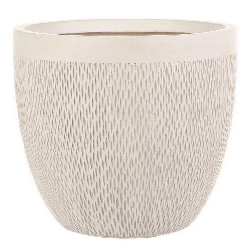 Кашпо Лотус Круглое, файберстоун, слон. кость, D37 H33.5cm арт.MESHR37-AW
