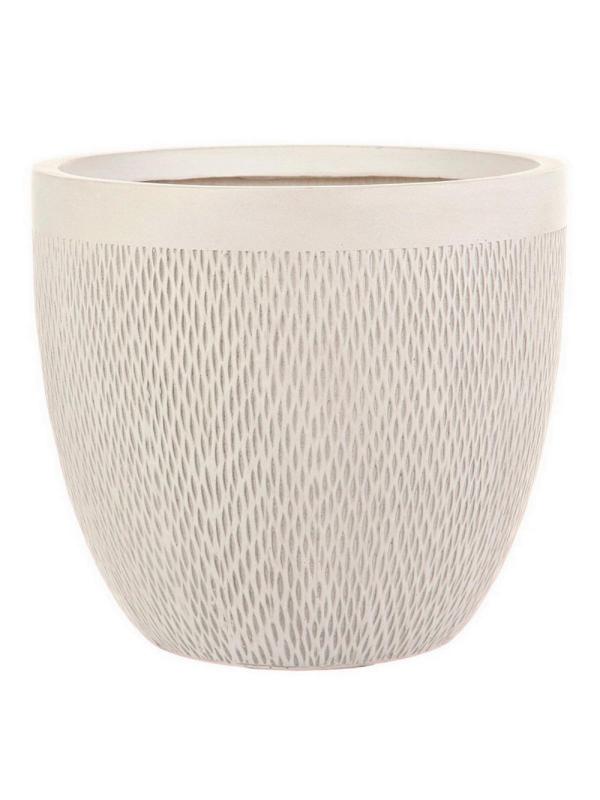 Кашпо Лотус Круглое, файберстоун, слон. кость, D37 H33.5cm арт.MESHR37-AW