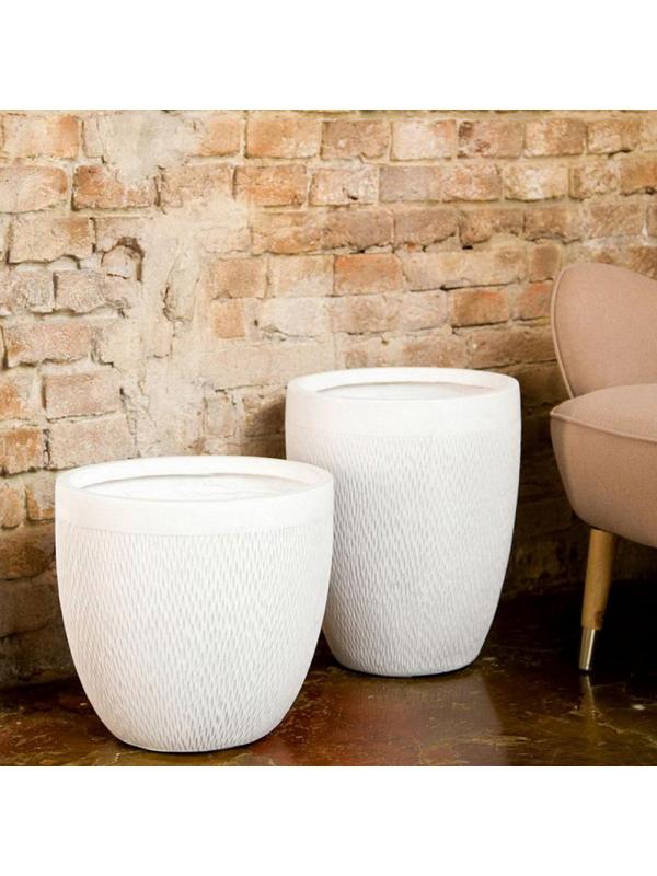 Кашпо Лотус Круглое, файберстоун, слон. кость, D37 H33.5cm арт.MESHR37-AW