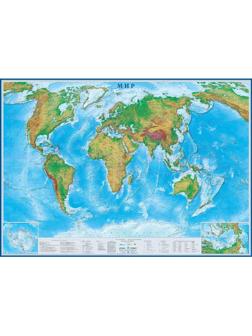 Настенная карта Мир физический (физико-политическая) 2,02х1,43 м,КН106