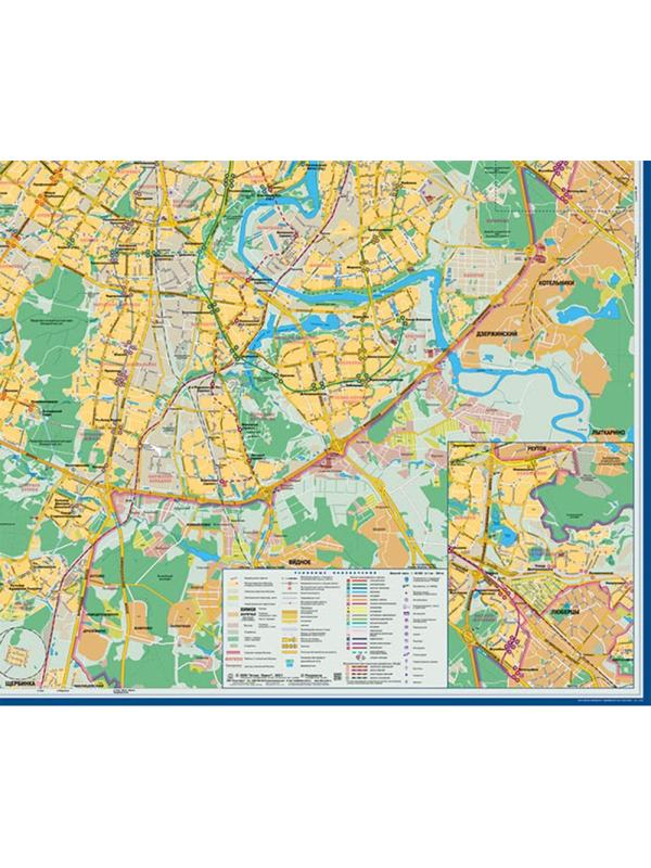 Настенная карта Москвы с линиями метро 1,02х1,43 м,КН107