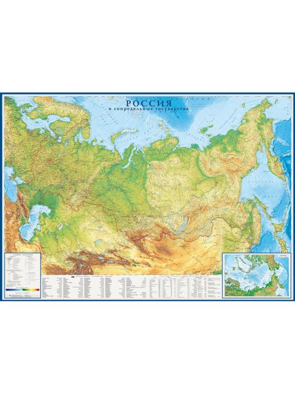 Настенная карта Россия физическая 2,02х1,43 м,КН97