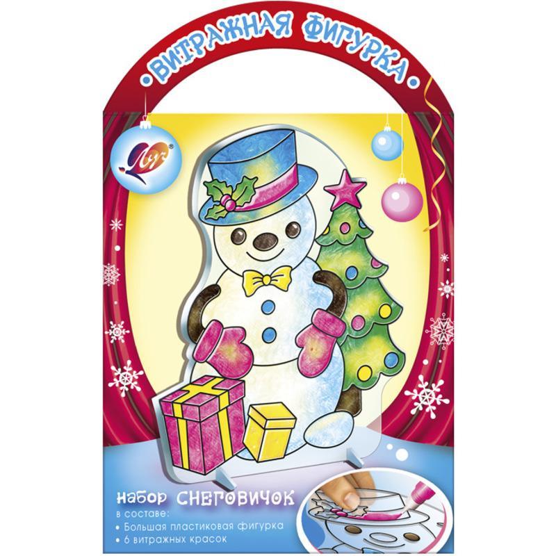 Набор красок по стеклу с трафаретом Луч Снеговичок, 31С 2058-08