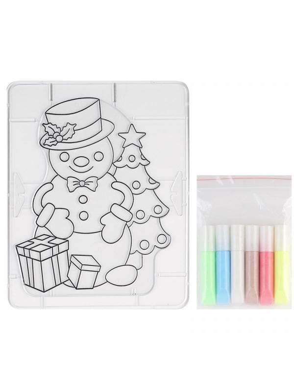 Набор красок по стеклу с трафаретом Луч Снеговичок, 31С 2058-08