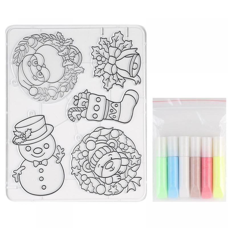 Набор красок по стеклу с трафаретом Луч Новогодняя сказка,31С 2060-08