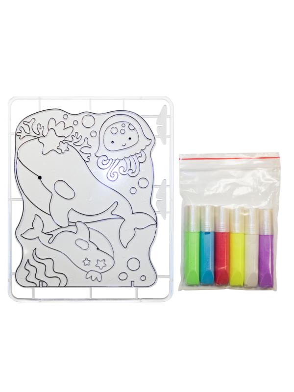 Набор красок по стеклу с трафаретом Луч Киты,31С 2050-08