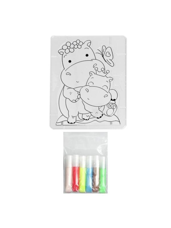 Набор красок по стеклу с трафаретом Луч Бегемотики, 31С 2047-08