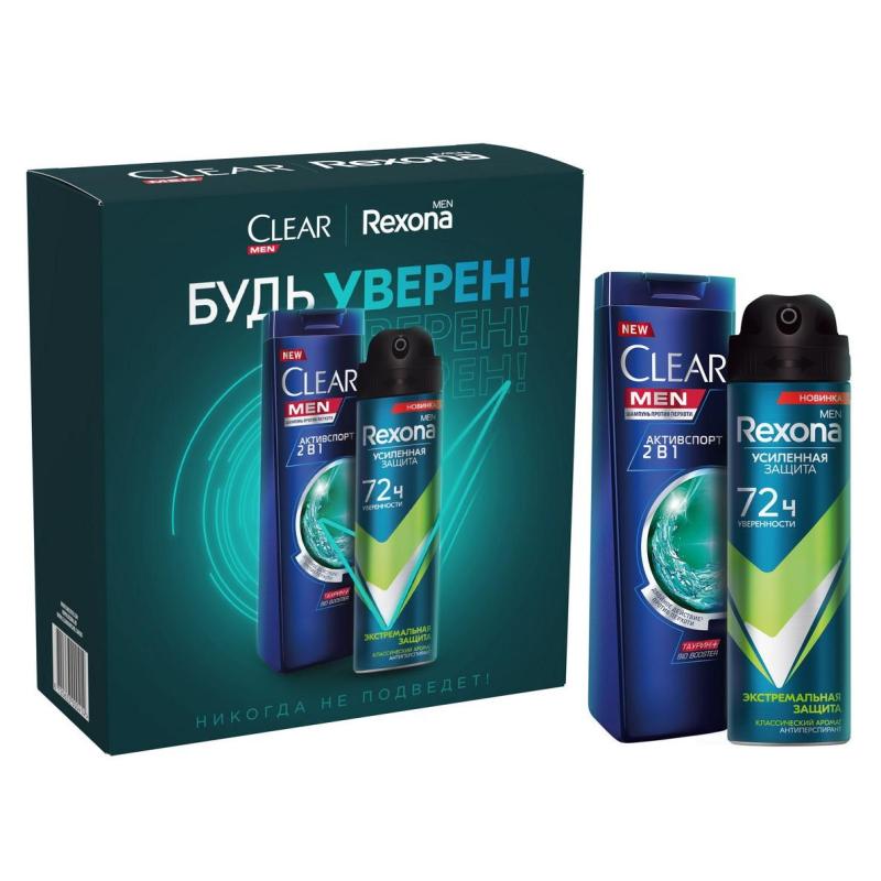 Подарочный набор REXONA & CLEAR БУДЬ УВЕРЕН дезодорант 150мл,шампунь 200 мл