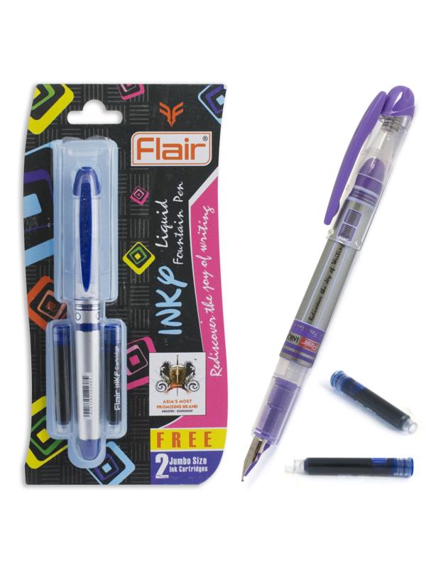 Набор ручка перьевая Flair INKY синяя + 2 картриджа блистер F-1105/BL