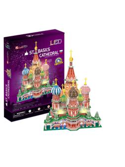 Пазл 3D CubicFun Храм Василия Блаженного с LED-подсветкой, 224 детали L519h