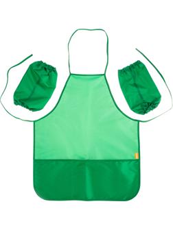 Фартук для труда №1School 535x445 мм  2 кармана, нарукавники, Зеленый ФН 45