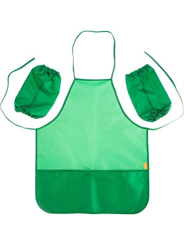 Фартук для труда №1School 535x445 мм  2 кармана, нарукавники, Зеленый ФН 45