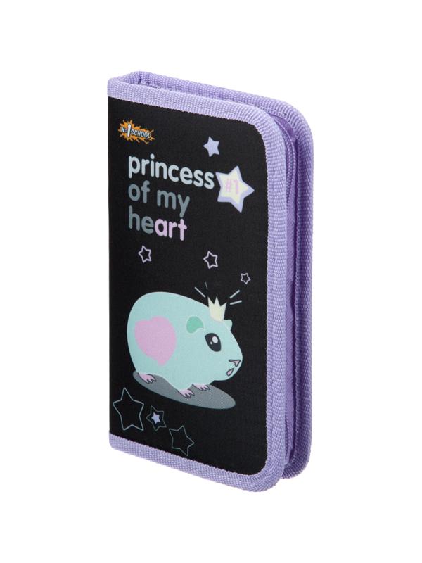 Пенал №1School Princess ПКТ 03-20, ткань, 1 отд., 190x110 мм