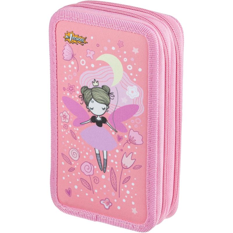 Пенал №1School Фея 2 отд., ткань, 190х110 мм, ПКТ 11-20