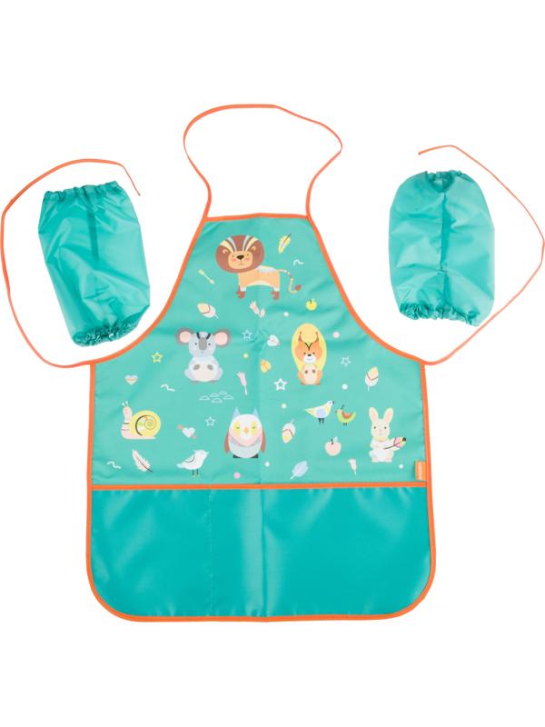 Фартук для труда №1School Animals, ФН 41-20-2, карман, нарукавники,535x445